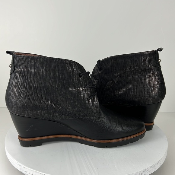 Hispanitas Black Leather Wedge Ankle Boot Booties Size 39.5 US 8.5 - 9 - Picture 8 of 10
